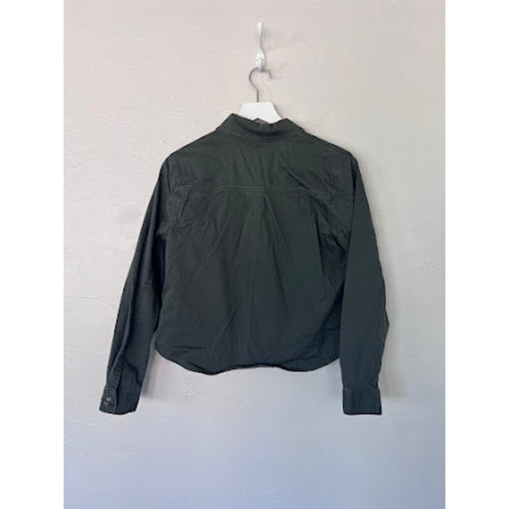 CAbi Crossroads Army Green Cropped Utility Shirt Jacket Small Workwear - Picture 4 of 5